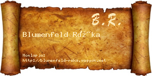 Blumenfeld Réka névjegykártya